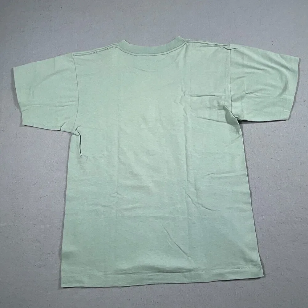 Vintage Shirt Medium Caterpillar Butterflies Made in USA Single Stitch Green‎